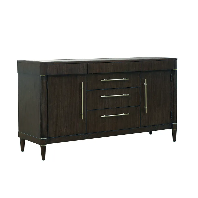 Asher Park Glass Top 2 Door Buffet with Storage Drawers
