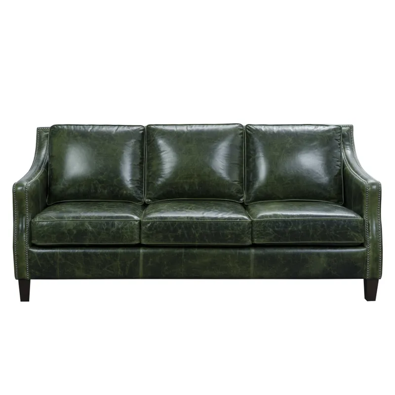 Miles Top Grain Leather Sofa in Fescue GreenÂ 