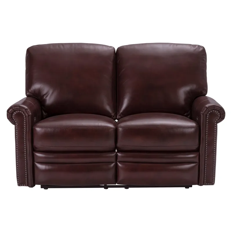 Grant Leather Power Reclining Loveseat in Merlot RedÂ 
