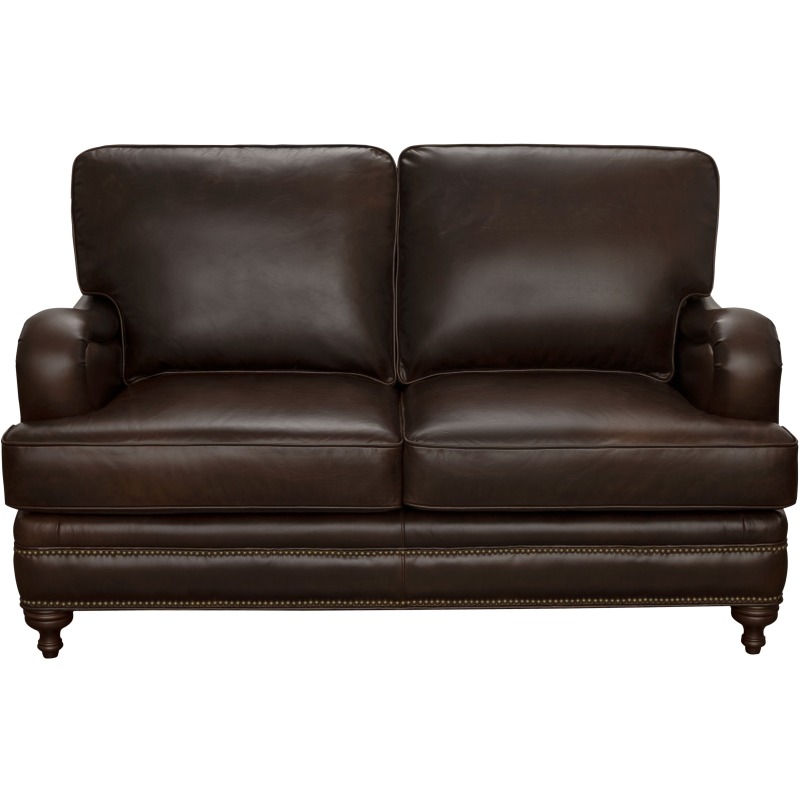 Oliver Traditional Stationary Loveseat with Brass Nail Head Trim in