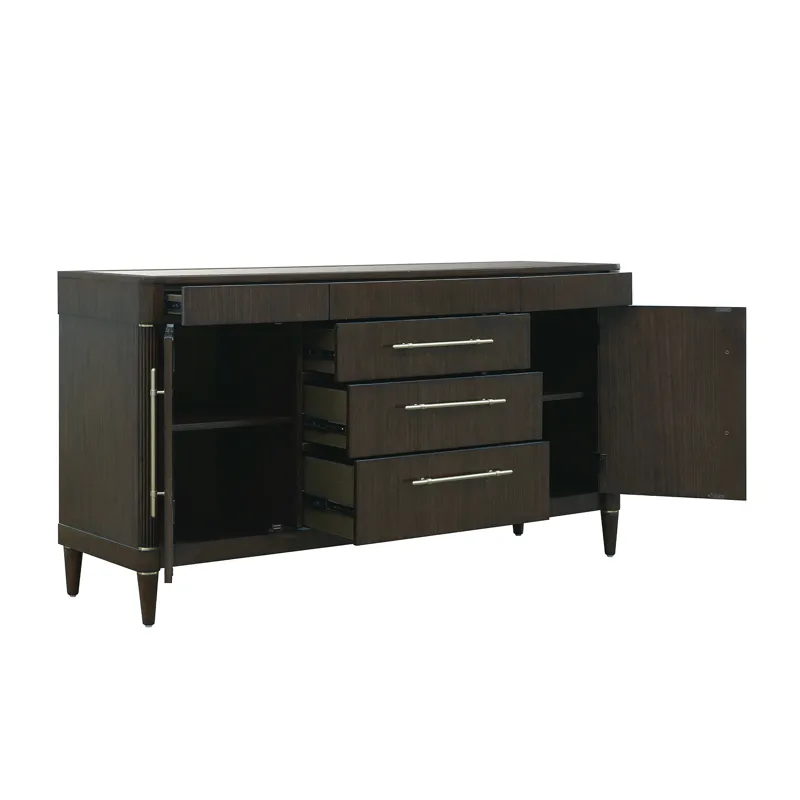 Asher Park Glass Top 2 Door Buffet with Storage Drawers