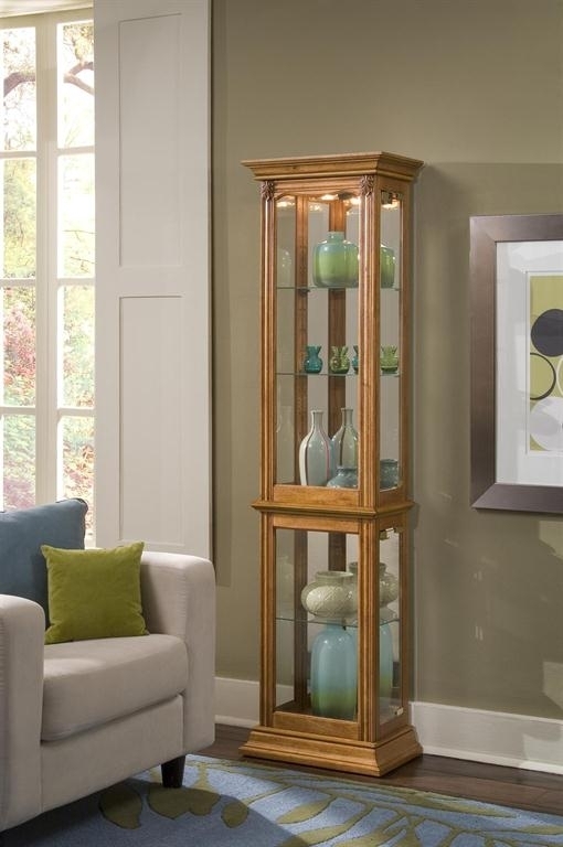 Gallery Style 4 Shelf Curio in Golden Oak Brown 21214 by