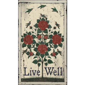 Folk Hummingbirds Wood Sign - Large