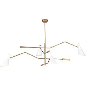 Spyder Chandelier (White and Natural Brass)