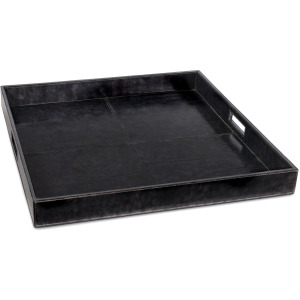 Derby Square Leather Tray (Black)