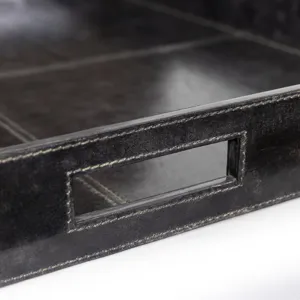 Derby Square Leather Tray (Black)