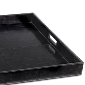 Derby Square Leather Tray (Black)