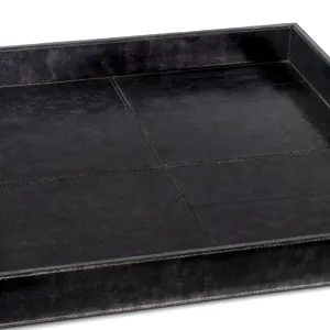 Derby Square Leather Tray (Black)