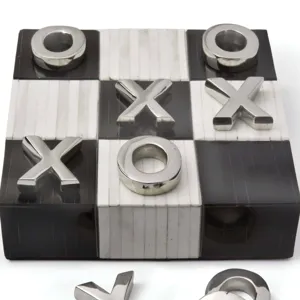Tic Tac Toe Flat Board With Nickel Pieces
