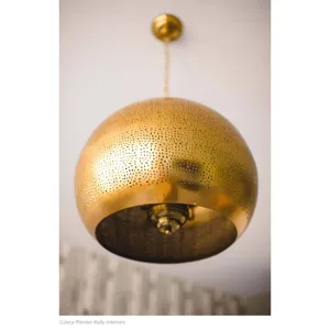Pierced Metal Sphere Pendant (Natural Brass)