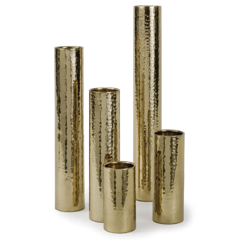 Hammered Bud Vase Set (Polished Brass)