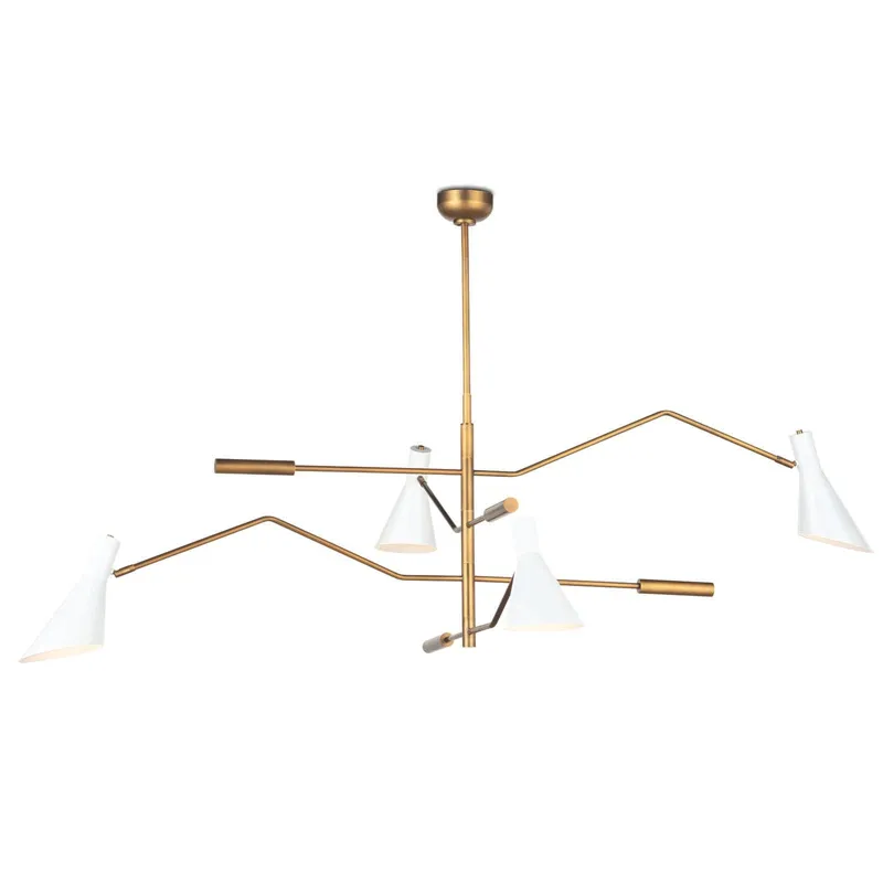 Spyder Chandelier (White and Natural Brass)