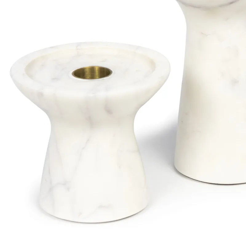 Klein Marble Candle Holder Set (White)