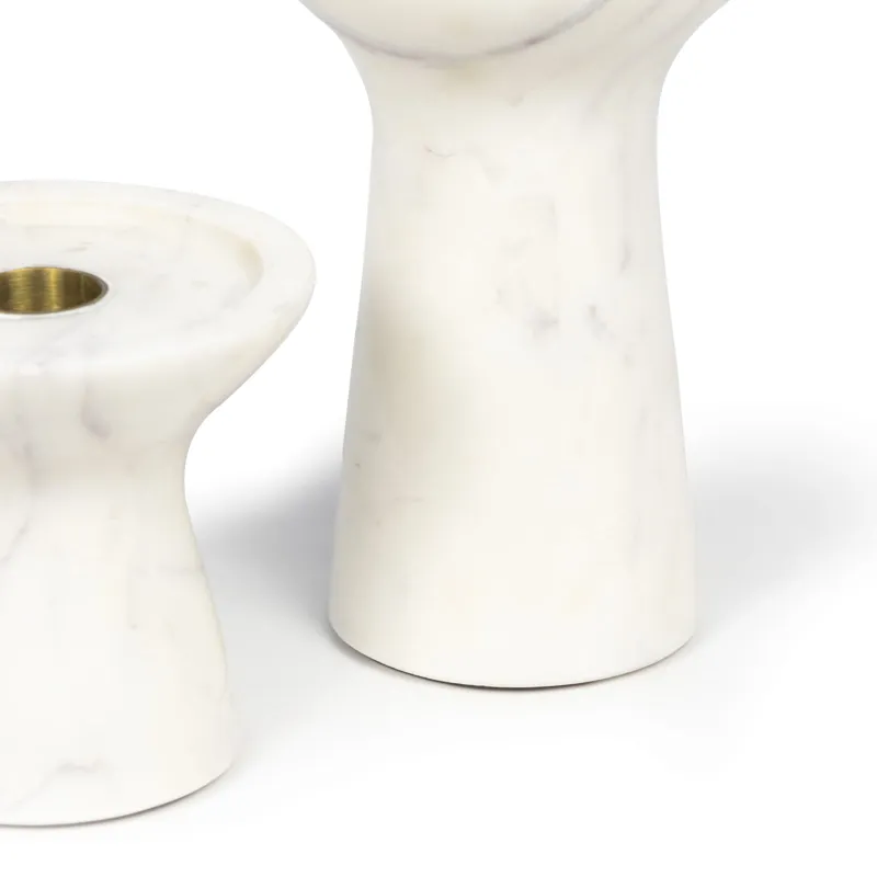 Klein Marble Candle Holder Set (White)
