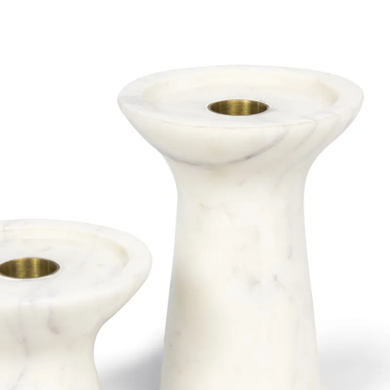 Klein Marble Candle Holder Set (White)