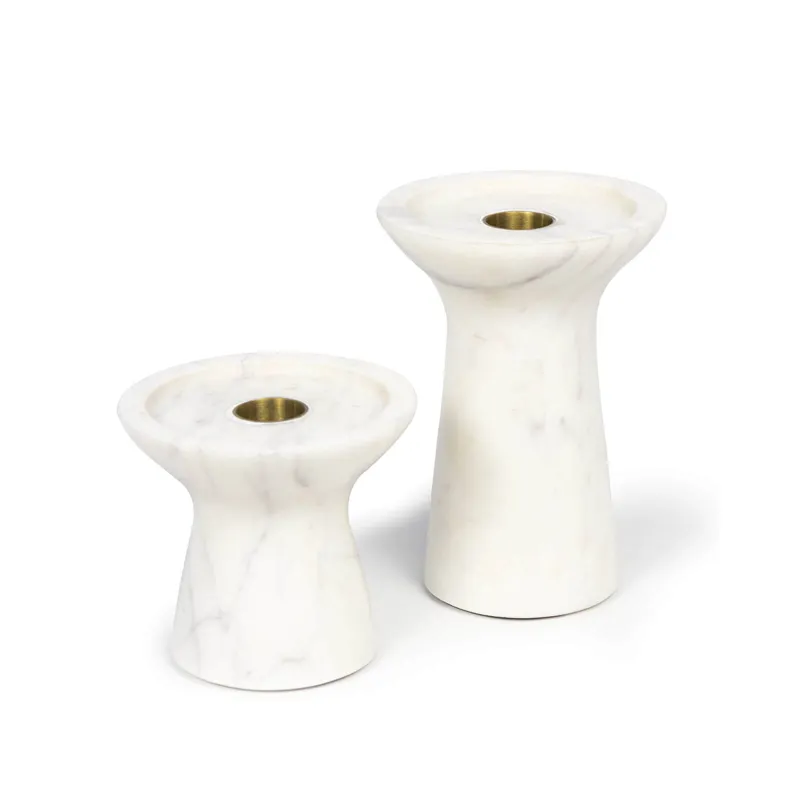 Klein Marble Candle Holder Set (White)