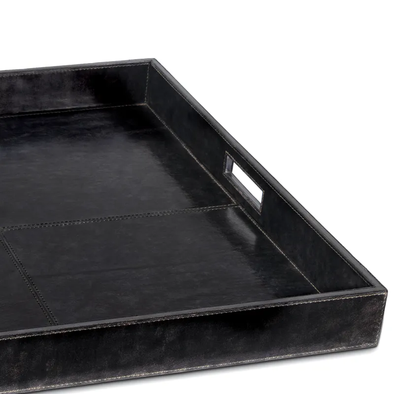 Derby Square Leather Tray (Black)