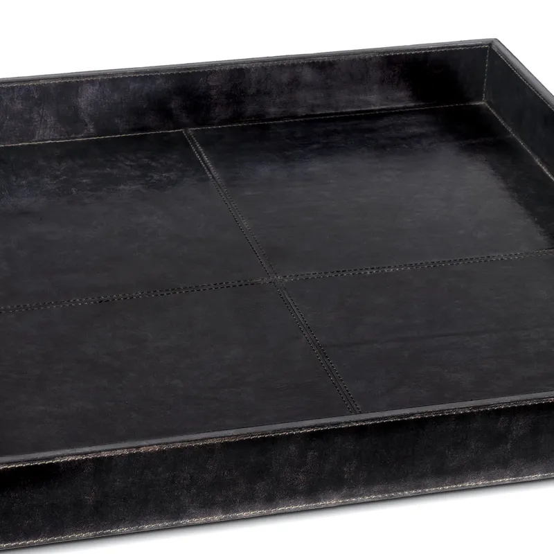 Derby Square Leather Tray (Black)