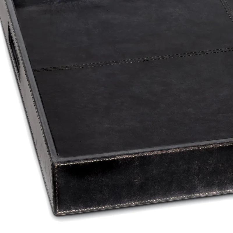 Derby Square Leather Tray (Black)