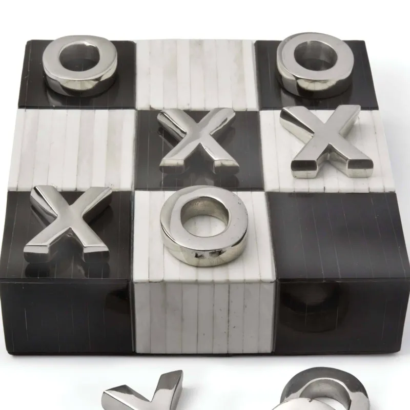 Tic Tac Toe Flat Board With Nickel Pieces