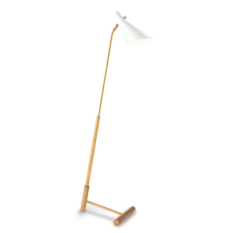 Spyder Floor Lamp (White and Natural Brass)