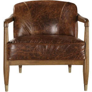 June Accent Chair - Brown Leather