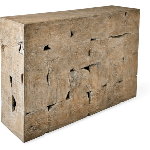 Teak Tac Toe Console Table - Light