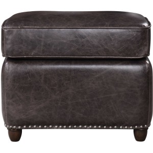 Roosevelt Leather Rectangle Ottoman - Smoke