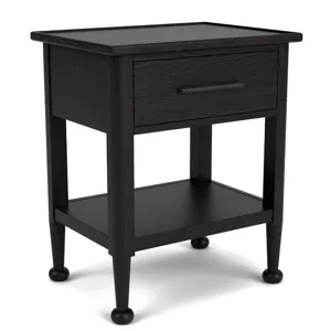 Calhoun Ebony 1-Drawer Black Nightstand