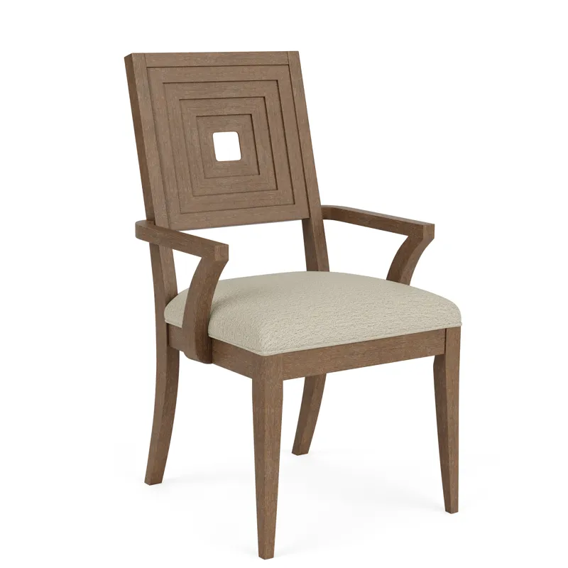 Cascade Casual Mink Upholstered Wood Back Arm Chair