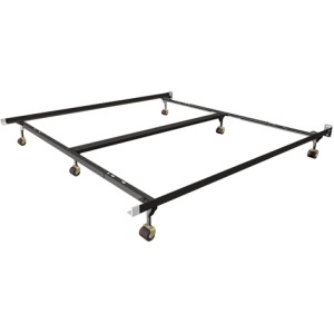 Deluxe Low Profile Queen/King/Cal King Insta-Lock Bed Frame with Glides
