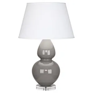 Smokey Taupe Double Gourd Table Lamp in Smoky Taupe Glazed Ceramic with Lucite Base