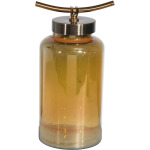Glass 14" Vase W/ Metal Lid, Gold Chrome