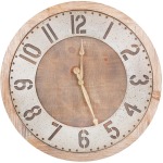 Wood Metal 21" Industrial Wall Clock - Brown