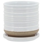 Ceramic 5" Planter w/Saucer - White