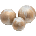 S/3 Metal Orbs, Cream