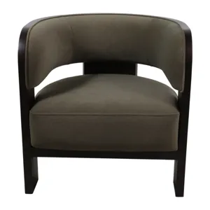 32x30" Curved Accent Chair, Green/brown