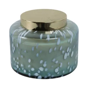 7\" 71 Oz Jasmine Speckle Lidded Candle, Blue/gold
