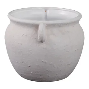 10\" Textured Stoneware Jug Planter, White