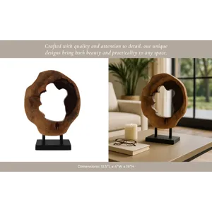 19x14" Open Wood Disc On Stand, Brown/black