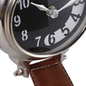10x6\" Wristwatch Table Clock, Brown/silver