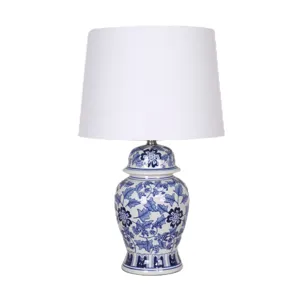 Ceramic, 25" Temple Jar Table Lamp, Blue/white