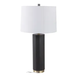 28\" Metal Table Lamp, Gray
