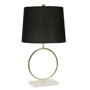 Metal 28" Ring Table Lamp W/marble Base, Gold