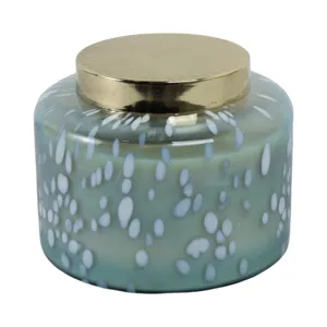 7\" 71 Oz Jasmine Speckle Lidded Candle, Blue/gold