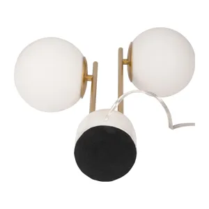 Glass/brass 23\" Double Diffuser Table Lamp, Gold