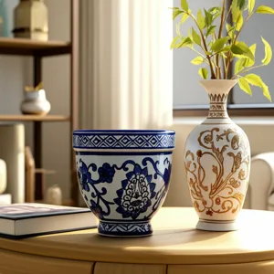 4\", 6oz Bowl Chinoiserie Candle, Brown/white