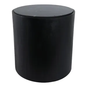 18x18 Marble Inlay Rnd Accent Table, Blk/wht