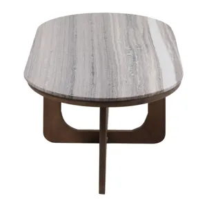 45x25\" Morchana Marble Top Coffee Table, Gray/brow