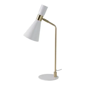 21\" Metal Table Lamp, White/gold